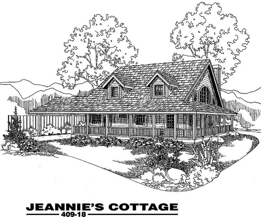 Front view of Farmhouse home (ThePlanCollection: House Plan #145-1782)