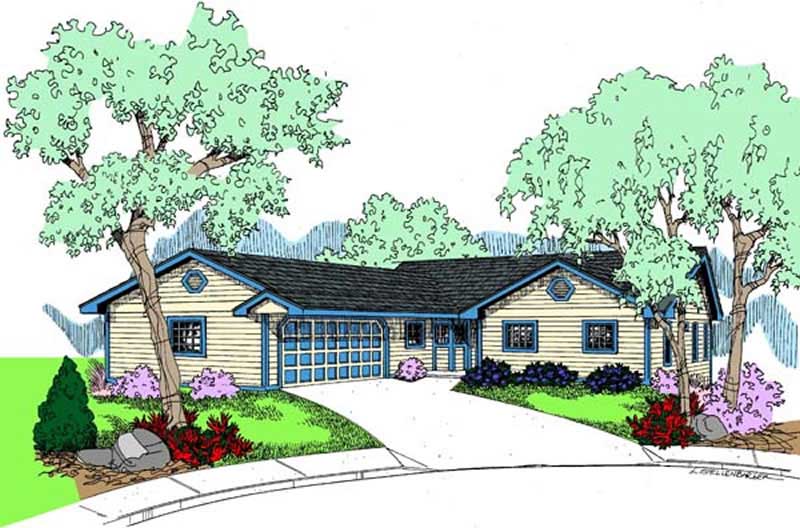 Front view of Contemporary home (ThePlanCollection: House Plan #145-1785)