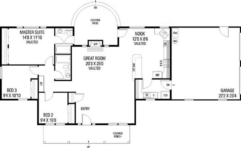 Floor Plan First Story of Colonial Plan #145-1788