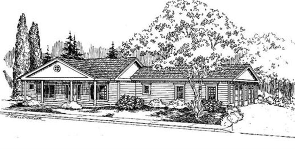 Front view of Colonial home (ThePlanCollection: House Plan #145-1788)