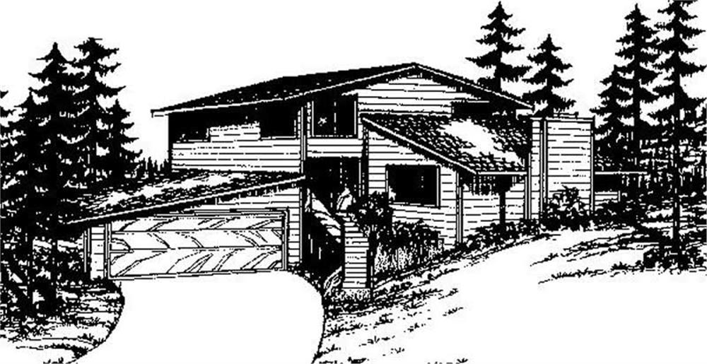 Front view of Contemporary home (ThePlanCollection: House Plan #145-1797)