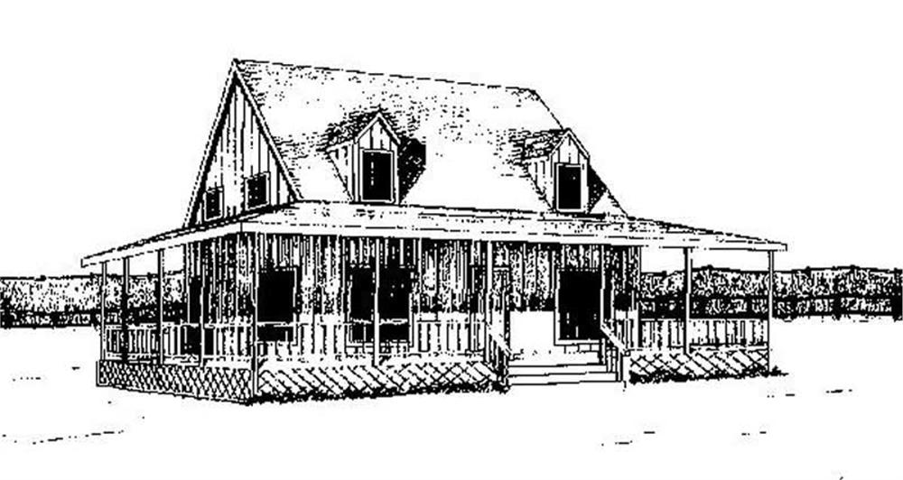 Front view of Farmhouse home (ThePlanCollection: House Plan #145-1804)