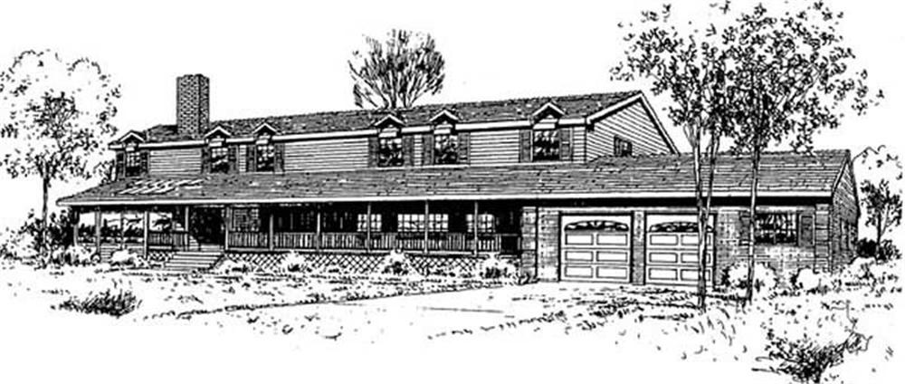 Front view of Ranch home (ThePlanCollection: House Plan #145-1805)