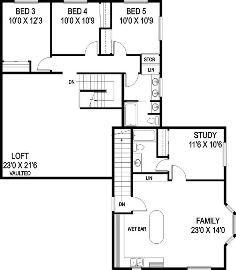 Floor Plan Second Story of Contemporary Plan #145-1832