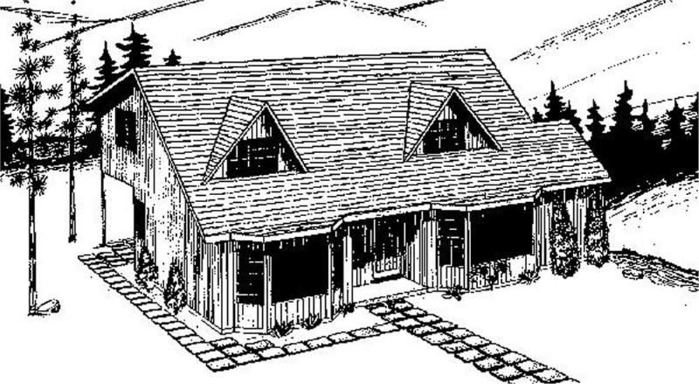 Front view of Craftsman home (ThePlanCollection: House Plan #145-1843)