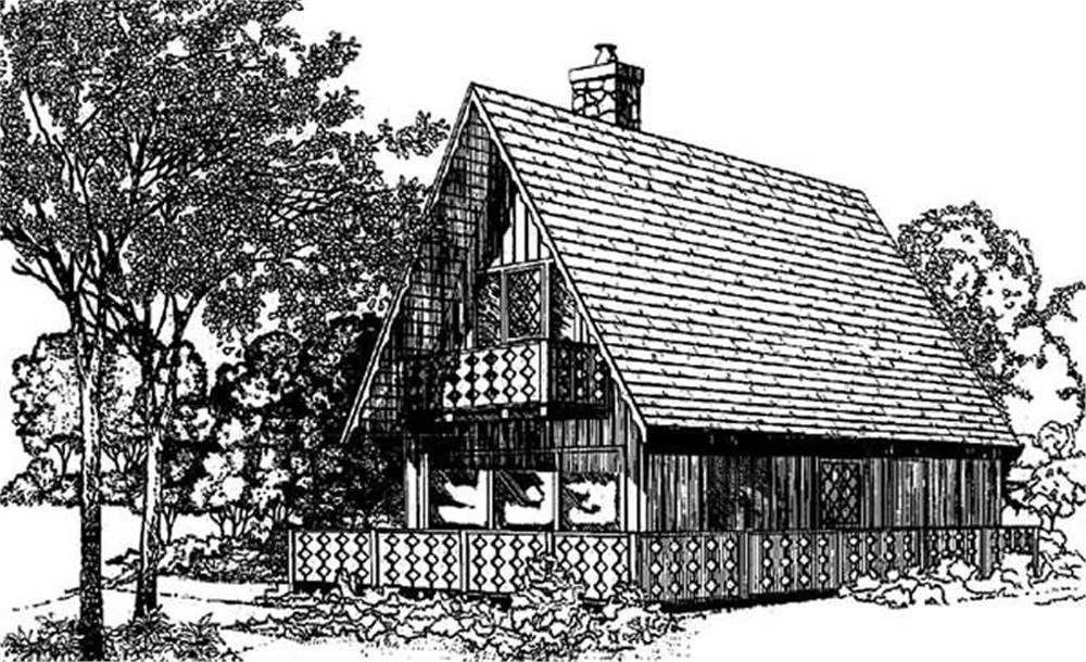 Front view of Log Cabin home (ThePlanCollection: House Plan #145-1849)