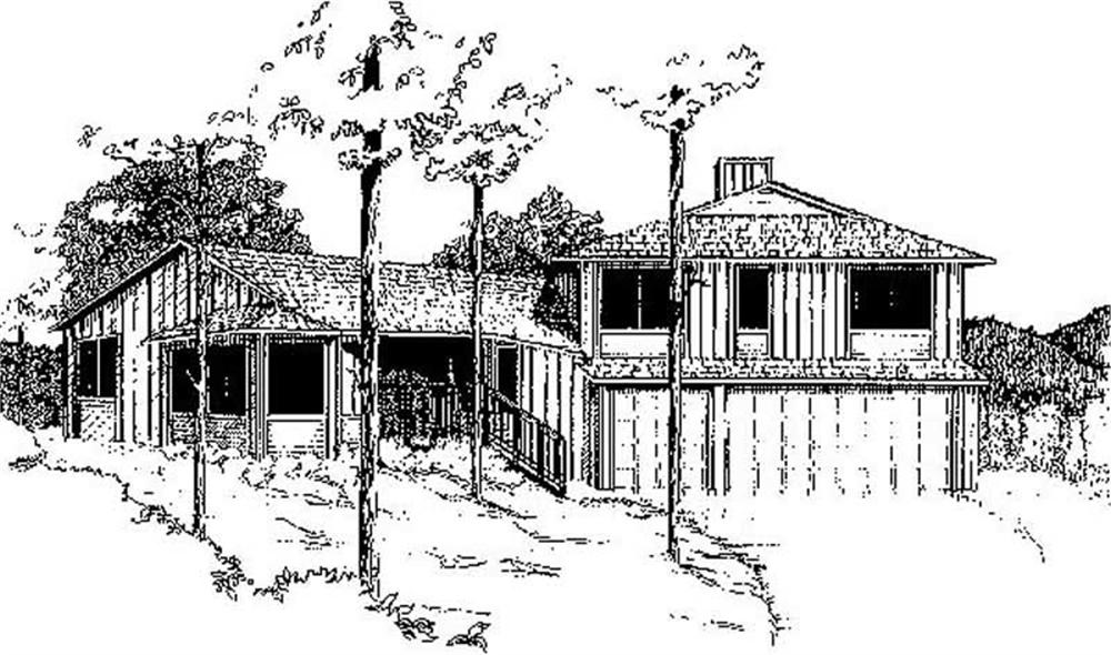 Front view of Contemporary home (ThePlanCollection: House Plan #145-1864)