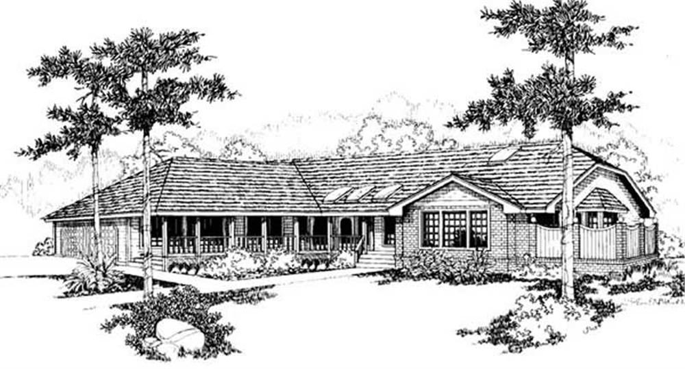 Front view of Ranch home (ThePlanCollection: House Plan #145-1882)