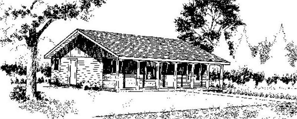 Front view of Log Cabin home (ThePlanCollection: House Plan #145-1898)