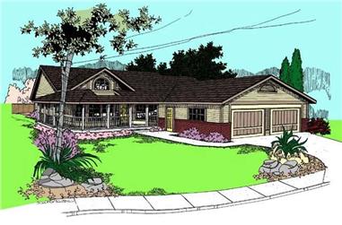 3-Bedroom, 1615 Sq Ft Country House Plan - 145-1908 - Front Exterior