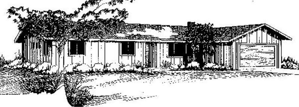 Front view of Ranch home (ThePlanCollection: House Plan #145-1917)