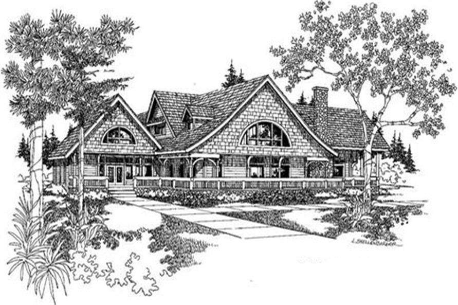 Front view of Farmhouse home (ThePlanCollection: House Plan #145-1920)