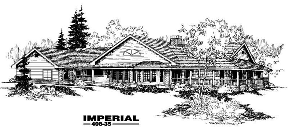 Front view of Country home (ThePlanCollection: House Plan #145-1922)
