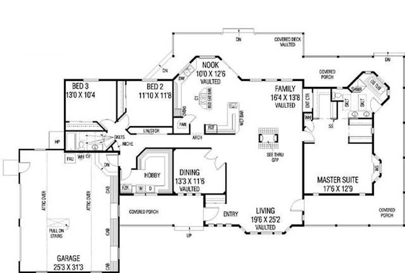 Floor Plan First Story of Country Plan #145-1922