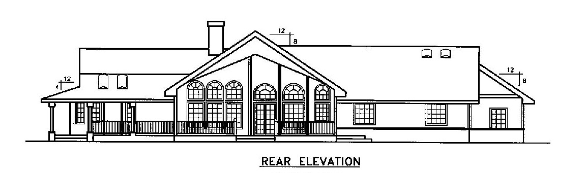 Home Plan Rear Elevation of this 3-Bedroom,2561 Sq Ft Plan -145-1922