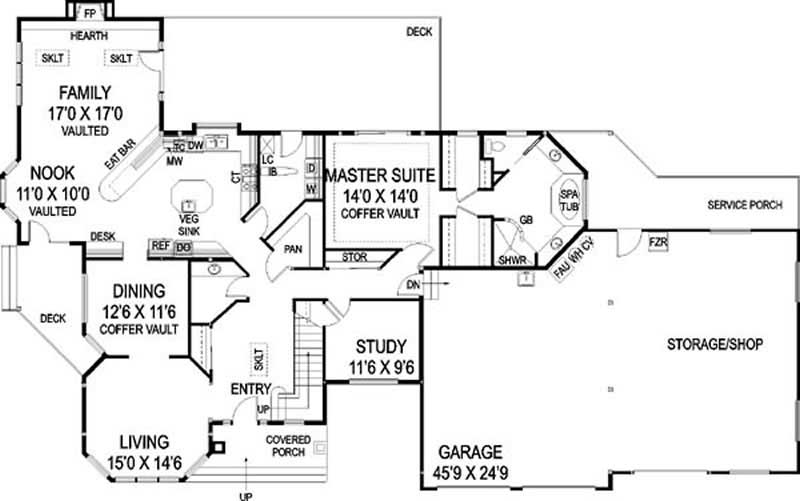 Floor Plan First Story of Contemporary Plan #145-1935