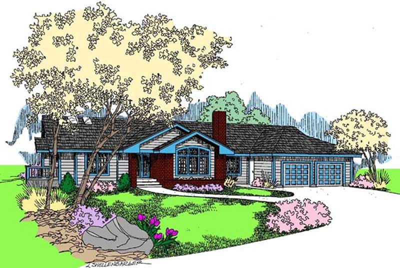 Front view of Contemporary home (ThePlanCollection: House Plan #145-1939)