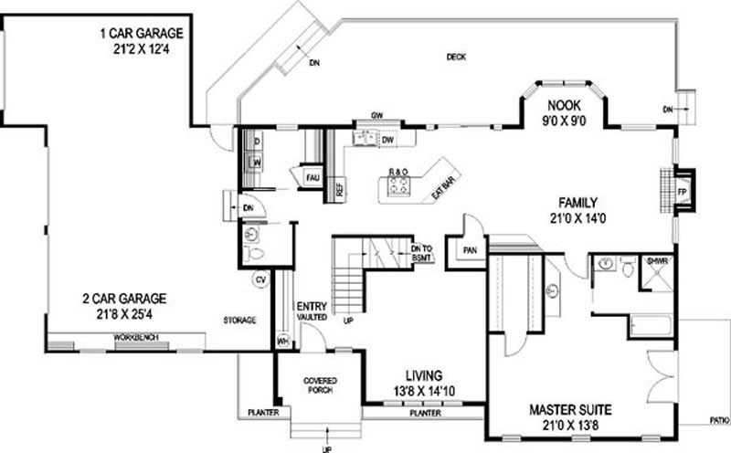 Floor Plan First Story of Ranch Plan #145-1941