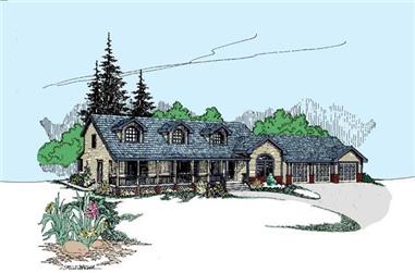 4-Bedroom, 3324 Sq Ft Country Home Plan - 145-1944 - Main Exterior