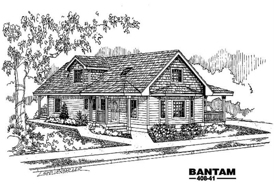 Front view of Country home (ThePlanCollection: House Plan #145-1945)