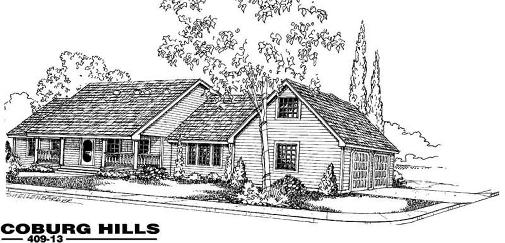 Front view of Country home (ThePlanCollection: House Plan #145-1946)