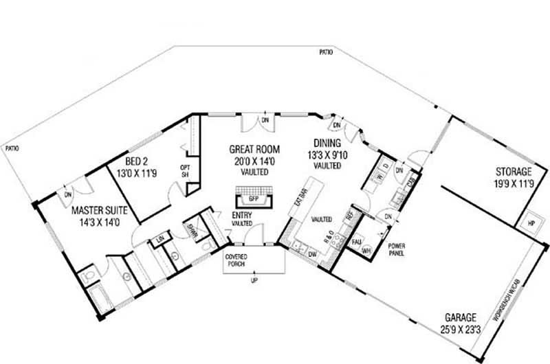 Floor Plan First Story of Contemporary Plan #145-1950