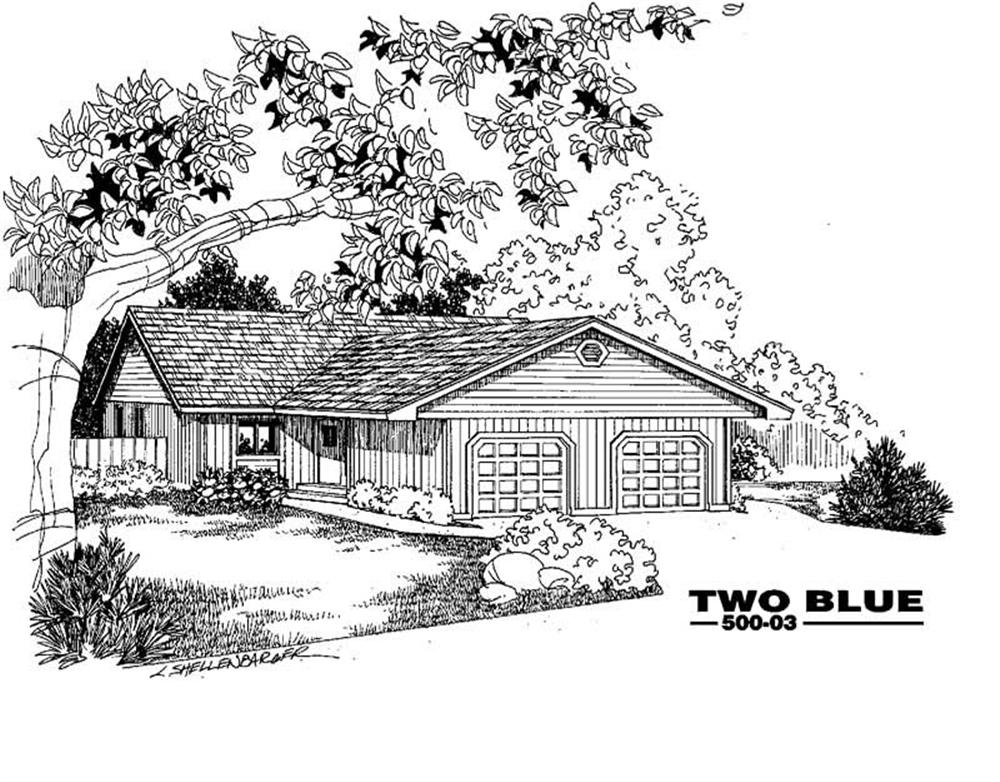 Front view of Duplex home (ThePlanCollection: House Plan #145-1955)