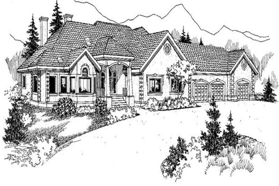 Home Plan Front Elevation of this 4-Bedroom,3488 Sq Ft Plan -145-1956