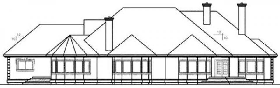 Home Plan Rear Elevation of this 4-Bedroom,3488 Sq Ft Plan -145-1956
