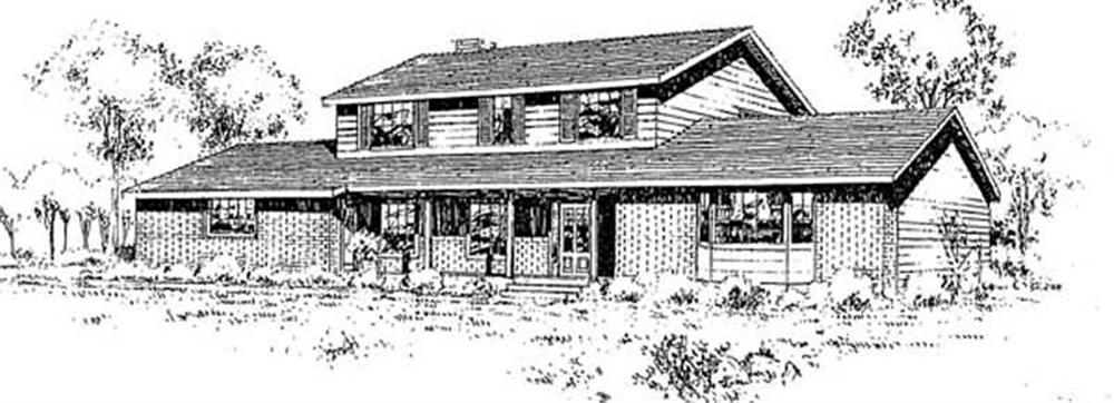 Front view of Ranch home (ThePlanCollection: House Plan #145-1958)
