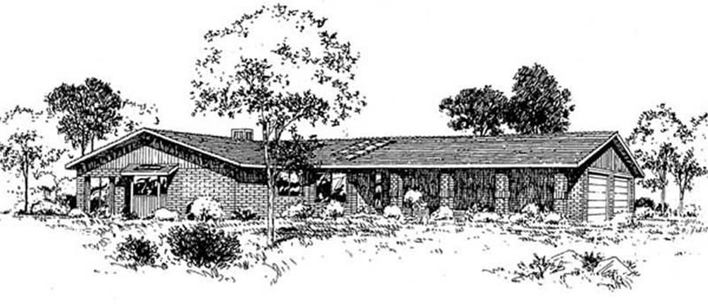 Front view of Ranch home (ThePlanCollection: House Plan #145-1960)