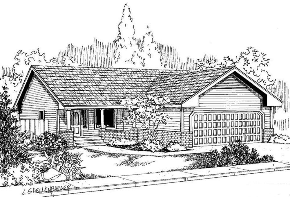 Front view of Country home (ThePlanCollection: House Plan #145-1978)