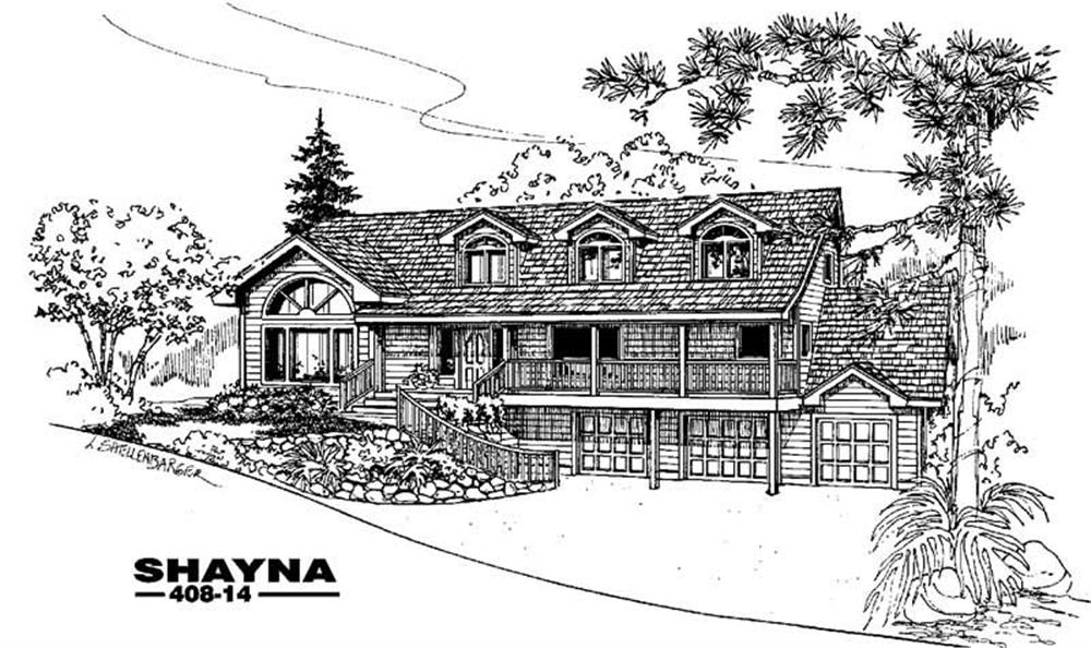 Front view of Country home (ThePlanCollection: House Plan #145-1980)
