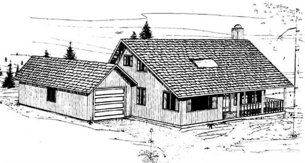 Front view of Country home (ThePlanCollection: House Plan #145-1981)