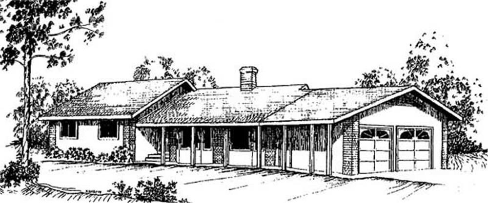 Front view of Ranch home (ThePlanCollection: House Plan #145-2011)