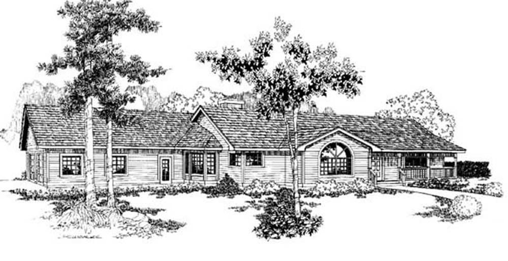 Front view of Country home (ThePlanCollection: House Plan #145-2024)