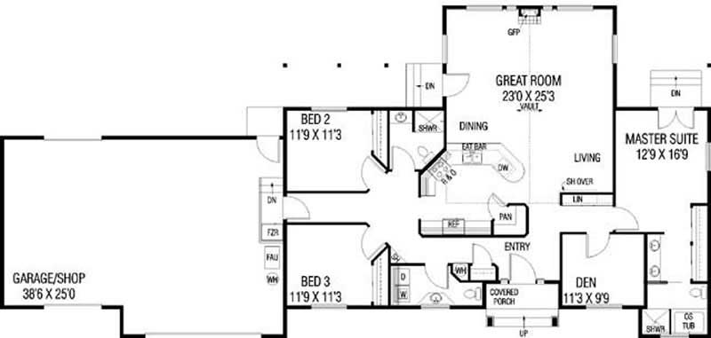 Floor Plan First Story of Contemporary Plan #145-2028