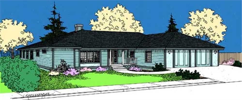 Front view of Contemporary home (ThePlanCollection: House Plan #145-2033)