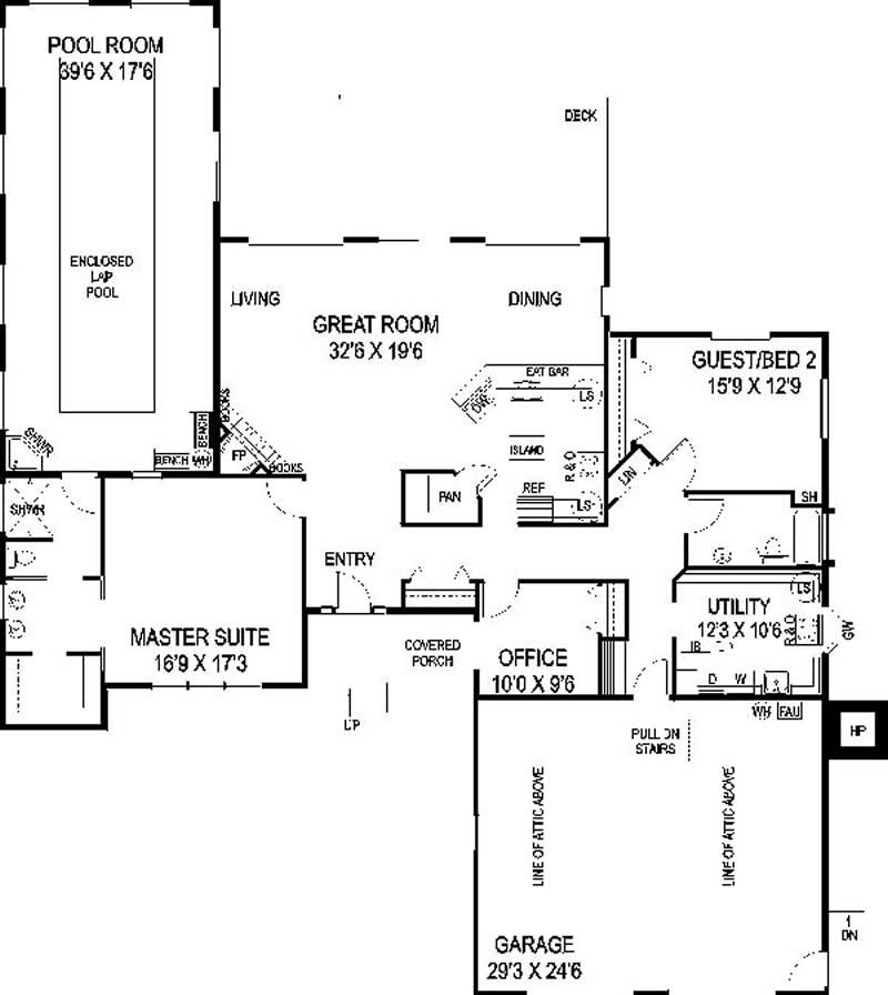 Floor Plan First Story of Contemporary Plan #145-2033