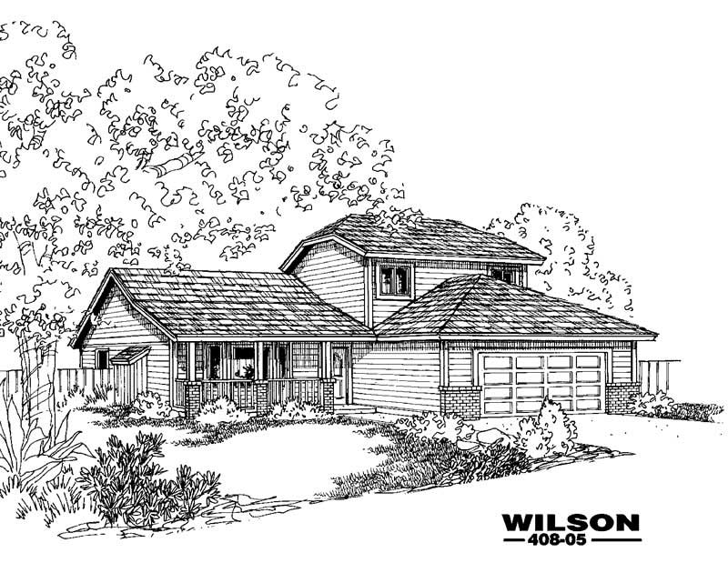 Front view of Country home (ThePlanCollection: House Plan #145-2035)