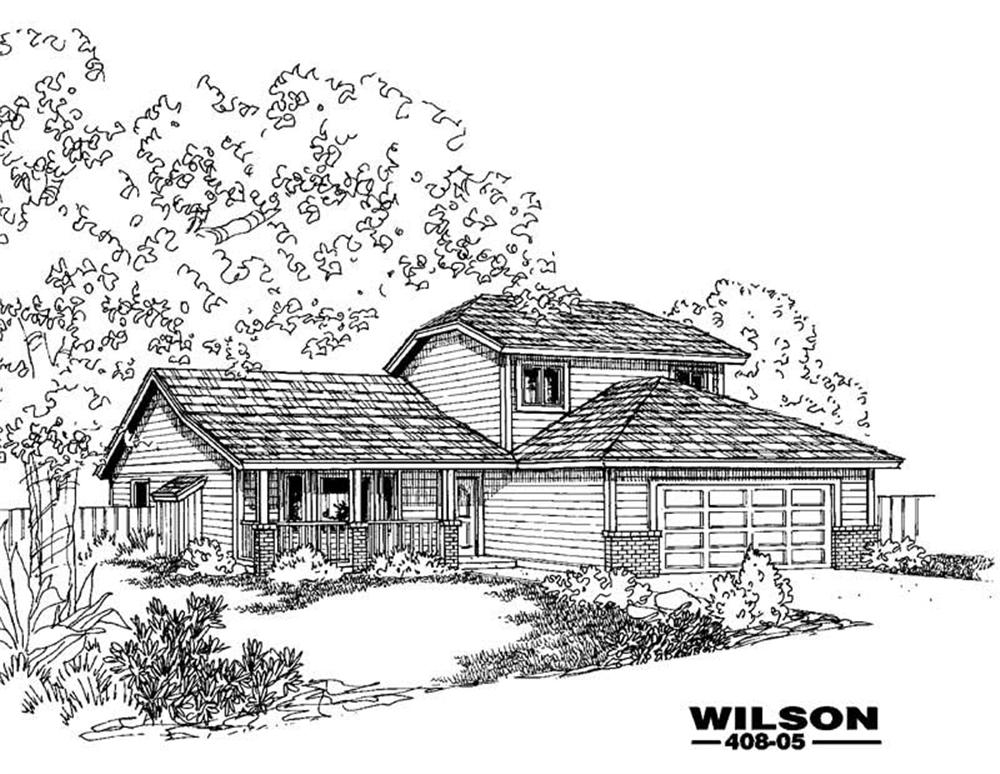 Front view of Country home (ThePlanCollection: House Plan #145-2035)