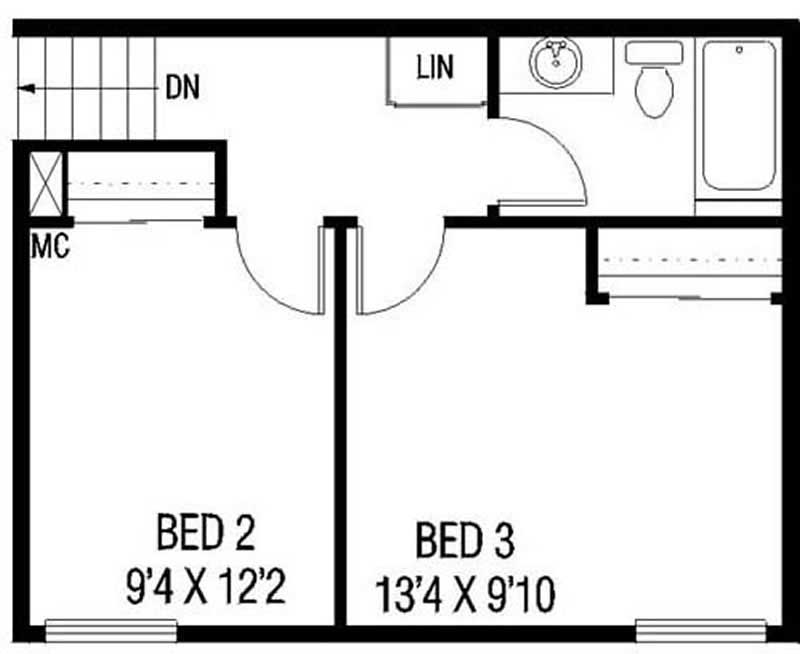 Floor Plan Second Story of Country Plan #145-2035