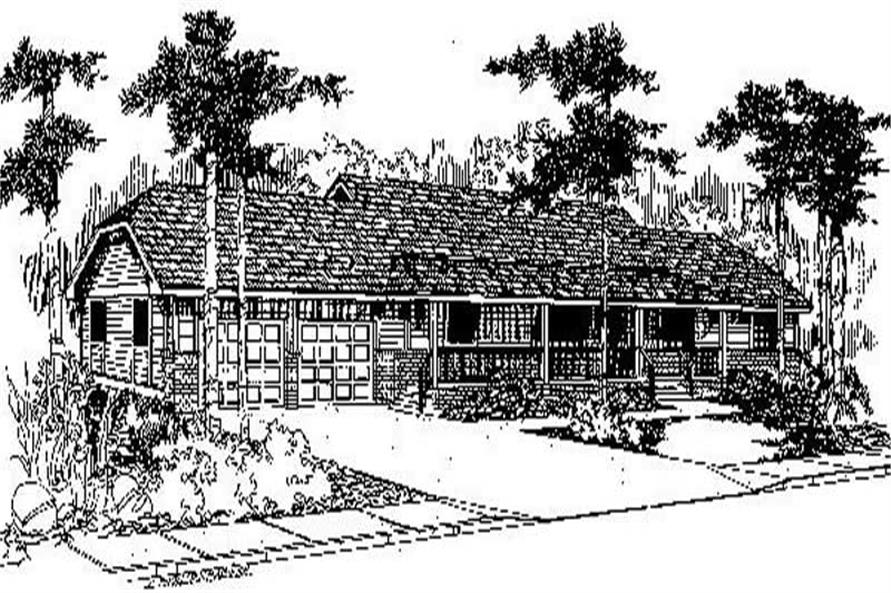 Front view of Ranch home (ThePlanCollection: House Plan #145-2038)