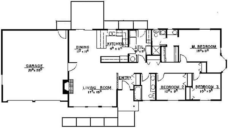 Floor Plan First Story of Small House Plans #145-2044