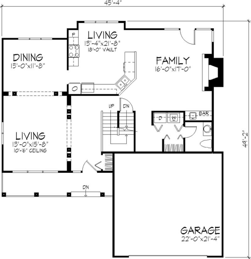 Floor Plan First Story of Country Plan #146-1014