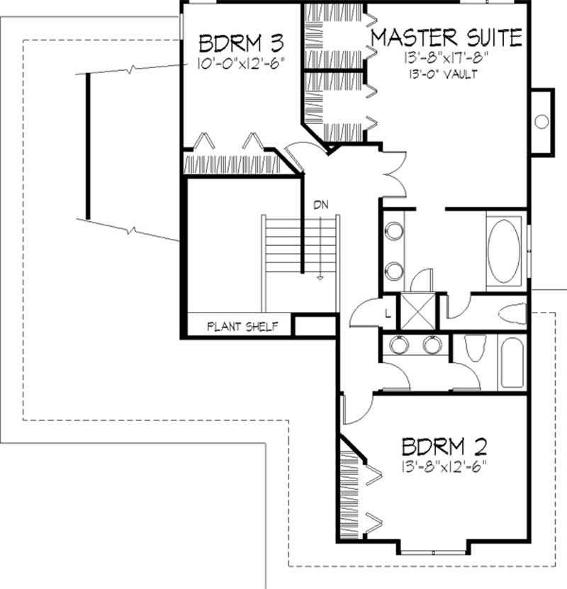 Floor Plan Second Story of Country Plan #146-1014