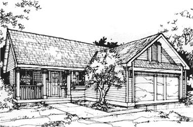 3-Bedroom, 1408 Sq Ft Country House Plan - 146-1023 - Front Exterior