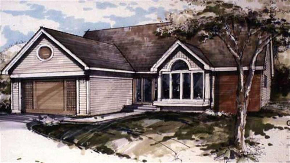 Front view of Country home (ThePlanCollection: House Plan #146-1025)