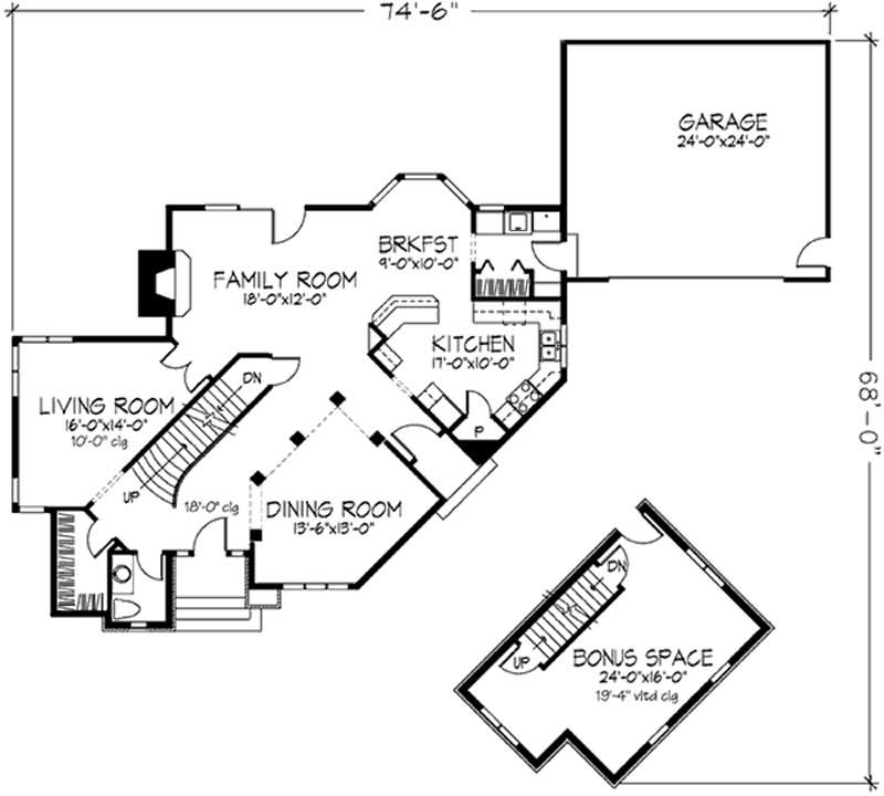 Floor Plan First Story of European Plan #146-1026