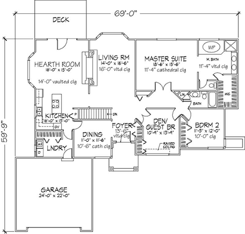 Floor Plan First Story of Country Plan #146-1028